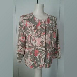 Ruby Rd Floral Print Jacket/Neutral Colors Size 18